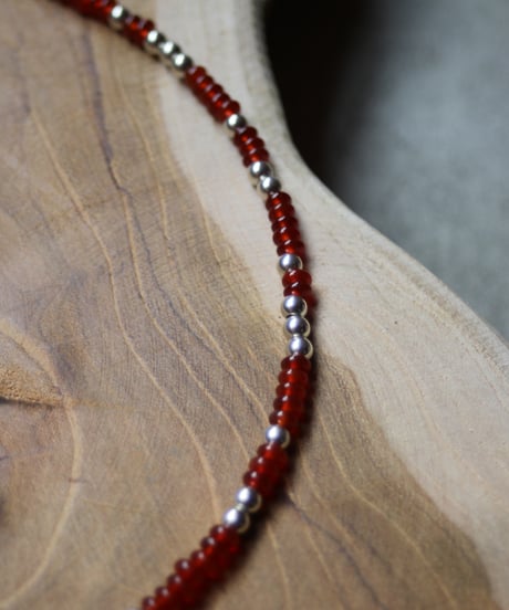 Flower×Red agate short necklace(MA-N-45)