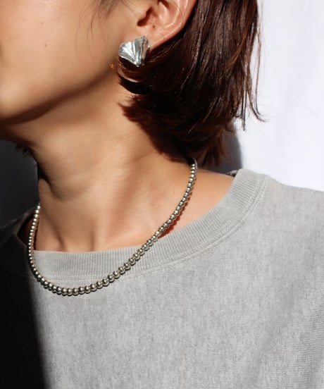 5mm silver beads 43cm necklace(MA-N-21)