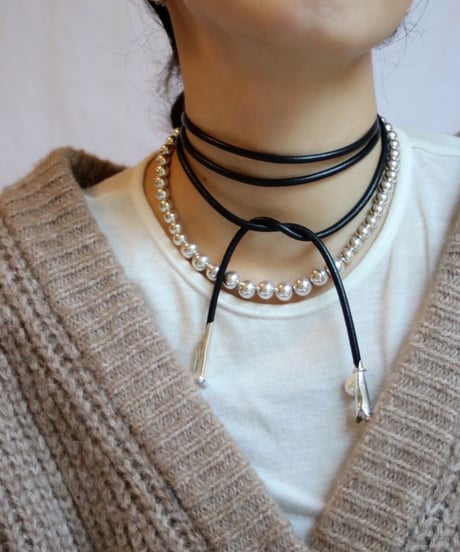 8×10mm silver beads short necklace(MA-N-16)