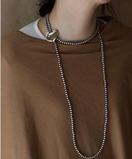 5㎜ silver beads long necklace (MA-N-04)