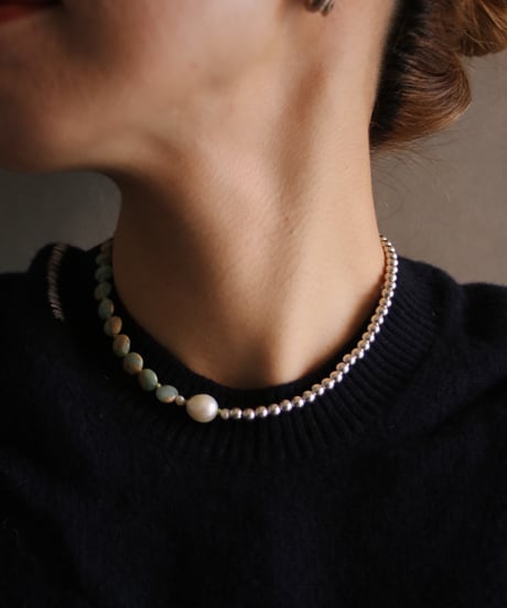 Green I.stone necklace(MA-N-23)