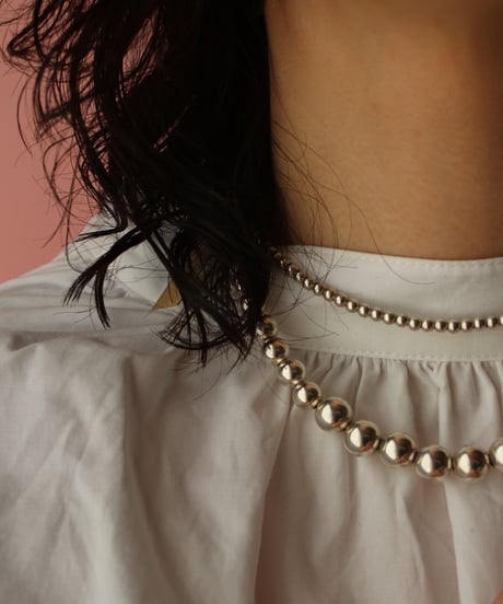 8×10mm silver beads short necklace(MA-N-16)