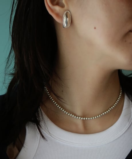 4mm silver beads short necklace(MA-N-24)