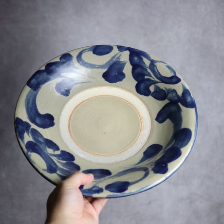 尺皿S1 呉須釉 菊花唐草 やちむん 陶器 北窯 松田米司工房:7003008
