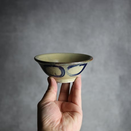 3.5寸マカイ3 呉須釉 丸紋 やちむん 陶器 北窯 宮城正享工房:7005013