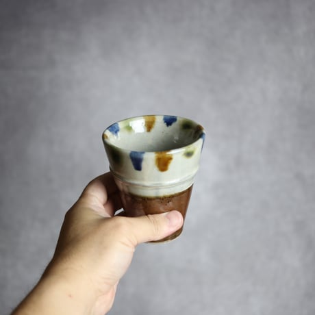 陶カップ2 三彩 点打 やちむん 陶器 茂生窯:7015147