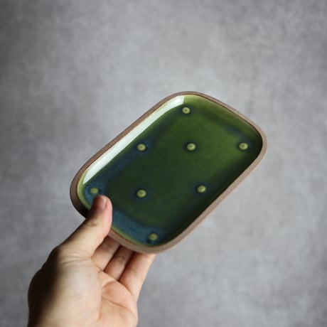 長角皿 小 点いっちん オーグスヤー やちむん 陶器 一翠窯:7021001