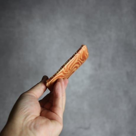 豆皿長1 赤 練り込み やちむん 陶器 南蛮焼知念窯 :7209001