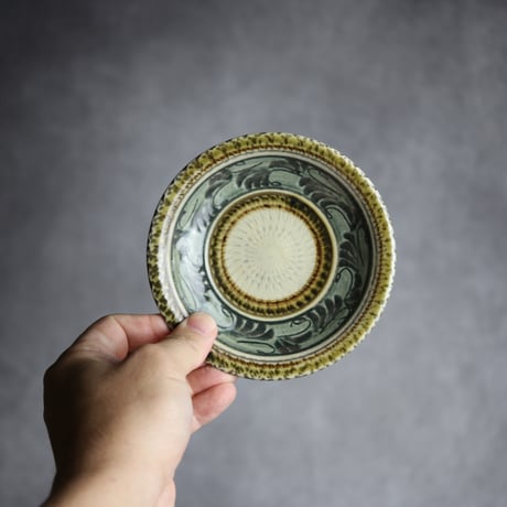 美品】 ヨシノヒトシ 色粉引皿 16cm (wa84-2408-75)【11I42