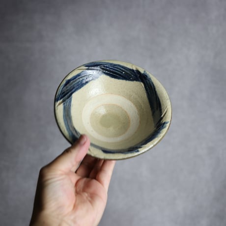 5寸ワンブー1 呉須釉 櫛掻 やちむん 陶器 北窯 宮城正享工房:7005018