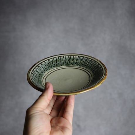 5寸皿1 呉須釉 飛鉋 やちむん 陶器 百草陶房 : 7032005