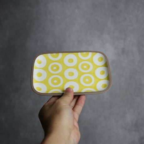 長角皿 小 ヘゴ 黃 やちむん 陶器 一翠窯:7021001