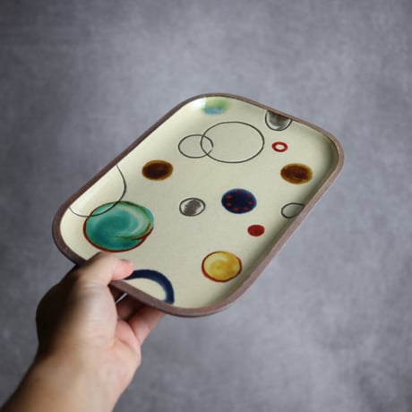 長角皿 大 赤絵 プリズム やちむん 陶器 一翠窯:7021019