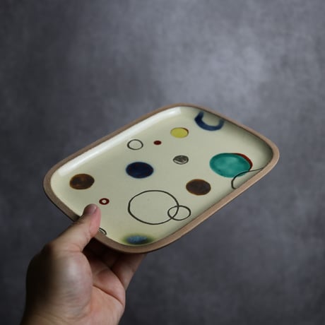 長角皿 中 赤絵 プリズム やちむん 陶器 一翠窯:7021018