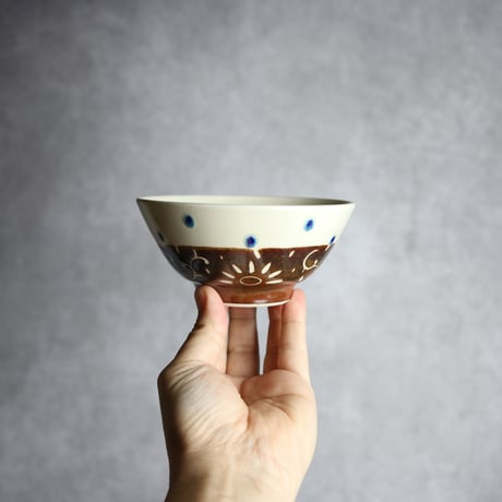 4寸マカイ 飴釉 唐草 やちむん 陶器 高江洲陶磁器:7205009