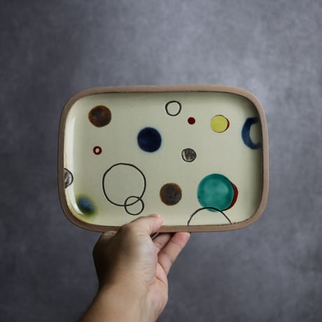 長角皿 中 赤絵 プリズム やちむん 陶器 一翠窯:7021018