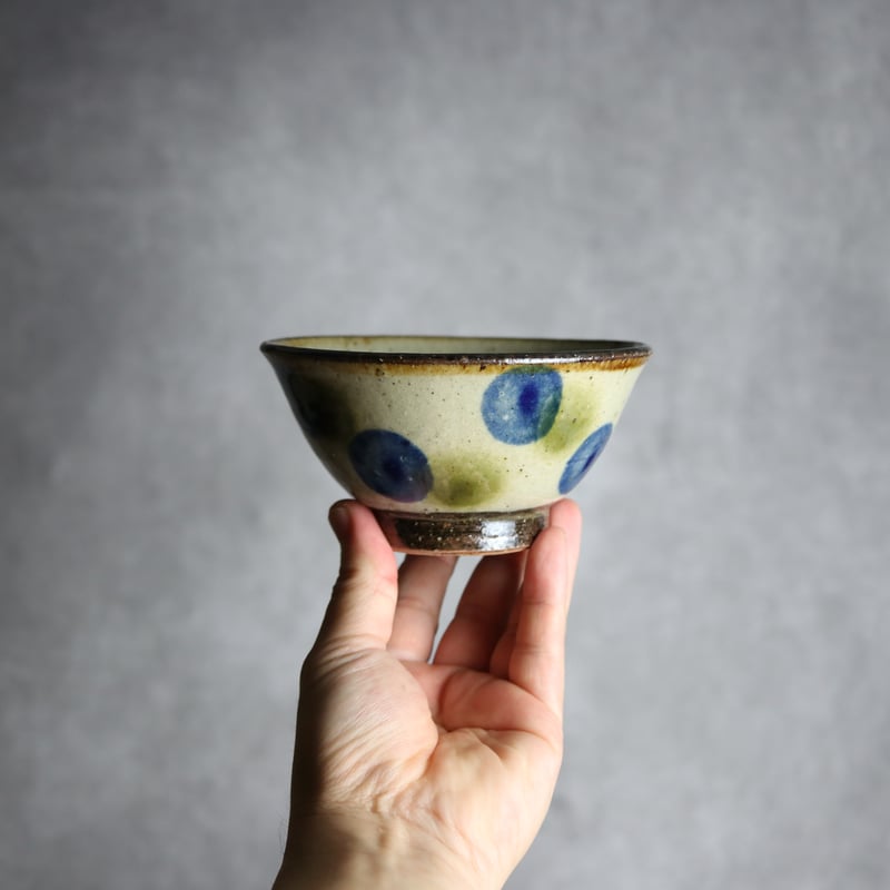 4寸マカイ 青 緑 ドット やちむん 陶器 陶芸こまがた:7006071 | MADE