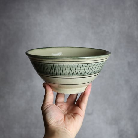 6寸マカイ1 呉須釉 飛鉋 やちむん 陶器 百草陶房 : 7032019