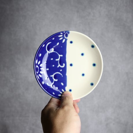 4寸皿 呉須釉 唐草 やちむん 陶器 高江洲陶磁器:7205003