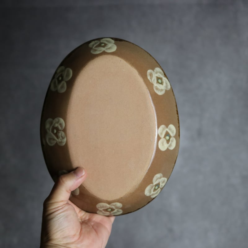 オーバル皿2 ライン紋 やちむん 陶器 エドメ陶房:7201002 | MADE IN OKI