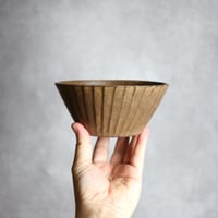 5寸ボウルS2 ダークブラウン 斜めプリーツ やちむん 陶器 cerca:7025012