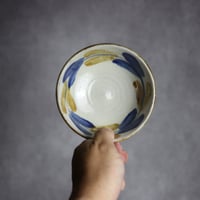 4寸鉢S3 飴 呉須釉 双葉 やちむん 陶器 漂窯:7010012