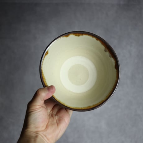 5寸マカイ1S 飴 呉須釉 菊唐草 格子点打 やちむん 陶器 いずみ窯 島袋工房:7028042