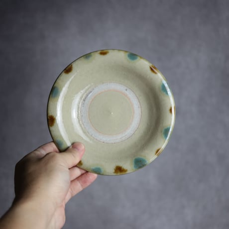 5寸皿S1 三彩 縁点打 やちむん 陶器 北窯 松田米司工房:7003004