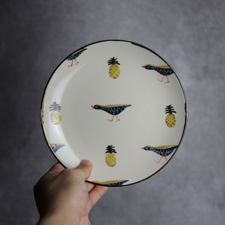 6寸皿B ヤンバルクイナパイン やちむん 陶器 アトリエクッチャネ:7026008