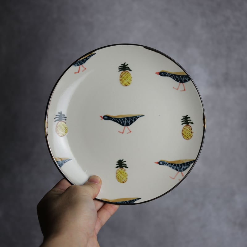 6寸皿B ヤンバルクイナパイン やちむん 陶器 アトリエクッチャネ