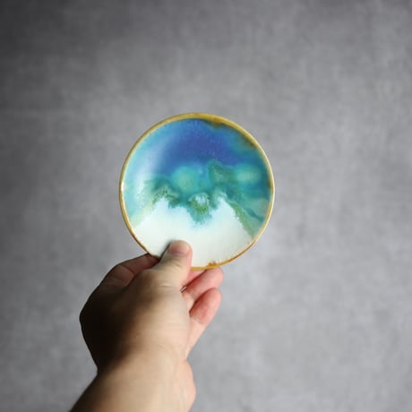 3寸皿 ラグーン やちむん 陶器 atelier qucchane:7026046