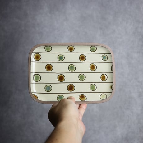 長角皿 中 ガーランド マル やちむん 陶器 一翠窯:7021002