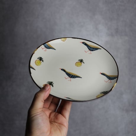 6寸皿B ヤンバルクイナパイン やちむん 陶器 アトリエクッチャネ:7026008
