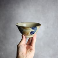 4寸マカイS1 飴 呉須釉 双葉紋 やちむん 陶器 北窯 松田米司工房:7003010