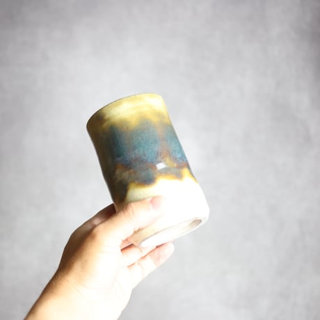4寸筒1 緑釉 掛釉 やちむん 陶器 北窯 松田共司工房:7004049