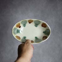 楕円鉢S2 三彩 点打 やちむん 陶器 漂窯:7010014