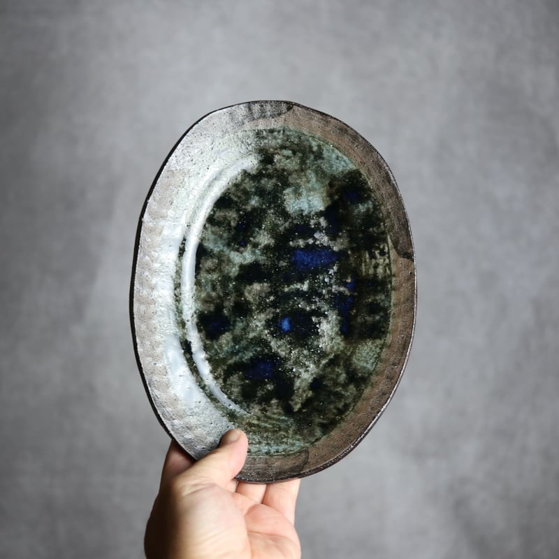 オーバルリム皿S1 孔雀 やちむん 陶器 sui:7022056 | MADE IN OKIN