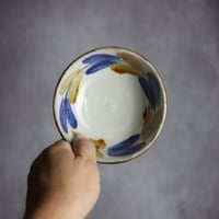 4寸鉢S2 飴 呉須釉 双葉 やちむん 陶器 漂窯:7010012
