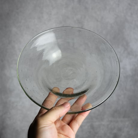 気泡皿 中 クリア 琉球ガラス ガラス工房 清天:7102009