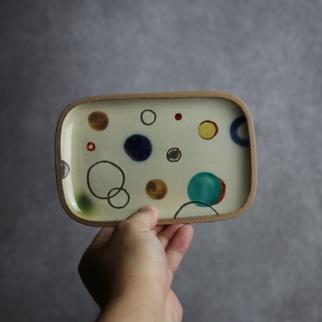 長角皿 小 赤絵 プリズム やちむん 陶器 一翠窯:7021017