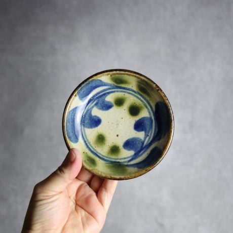 4寸皿 デイゴ 青 緑 やちむん 陶器 陶芸こまがた:7006082