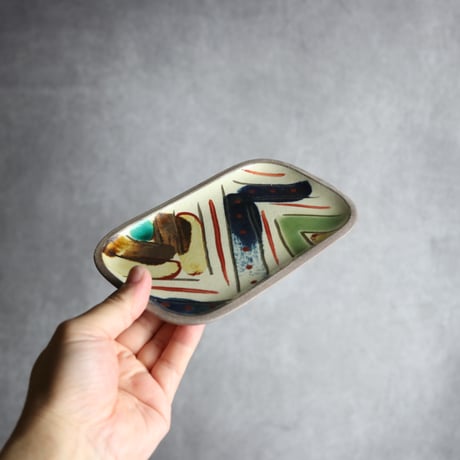 長角皿 小 赤絵 W やちむん 陶器 一翠窯:7021017