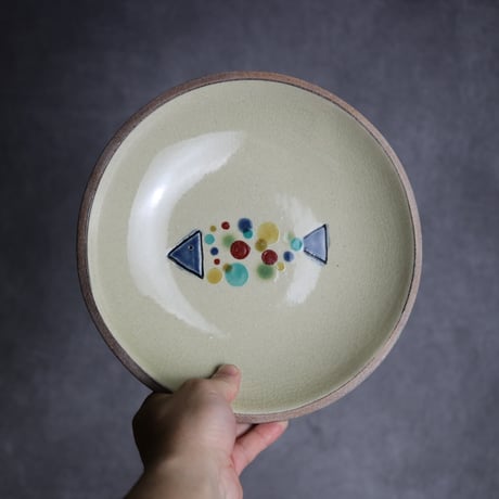 赤絵ちゃんぷるー皿 大 魚 やちむん 陶器 一翠窯:7021011