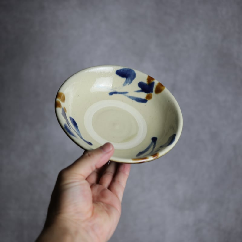 やちむん 田村窯 の安南鉢 5寸 丸紋 呉須・飴 やちむん工房 田村窯