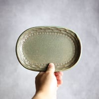 オーバル皿S1 グリーン しのぎ やちむん 陶器 nagaremo:7008076