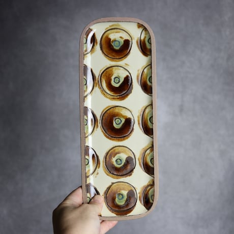 長角皿 長 ポミエ アメ 茶色 やちむん 陶器 一翠窯:7021004