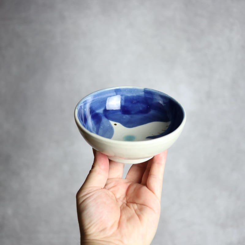 4寸鉢 S1 呉須釉 鳥 やちむん 陶器 拓美窯:7203023 | MADE IN OKIN
