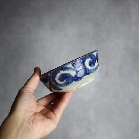 4寸安南鉢2 呉須釉 唐草 やちむん 陶器 榮一工房:7013155