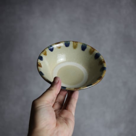 4寸安南鉢S2 飴 呉須釉 点打 やちむん 陶器 北窯 松田米司工房:7003033