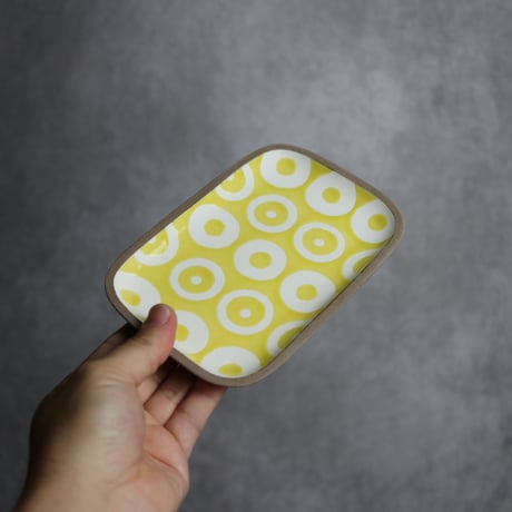 長角皿 小 ヘゴ 黃 やちむん 陶器 一翠窯:7021001